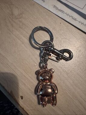 Coach Rose Gold Teddy Bear Keychain Charm